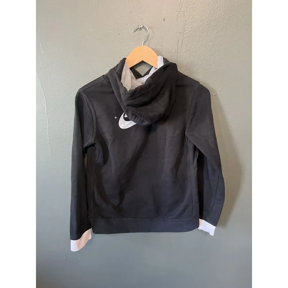 Nike Sportswear Youth Boys Black Cropped Pullover Hooded Sweatshirt Size Large